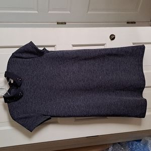 Loft grey/black knit dress w jeweled Peter pan collar - pm